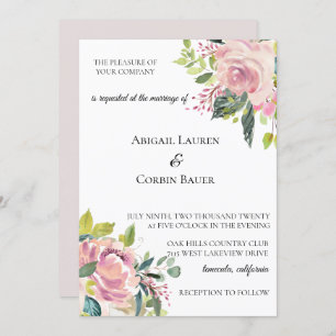 Pastel Peony Watercolor Einladung zur Hochzeit