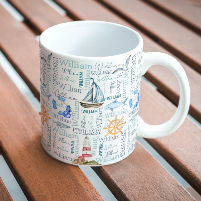 Pastel personalisierter Name Segel Kaffeetasse (Von Creator hochgeladen)