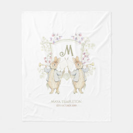Pastel Peter der Rabbit Monogram Twins Baby Dusche Fleecedecke