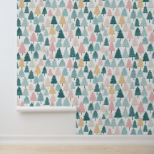 Pastel Pine Forest Weihnachtsbaumen Gemustert