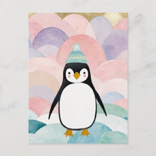 Pastel-Pinguin-Gipfel Feiertagspostkarte