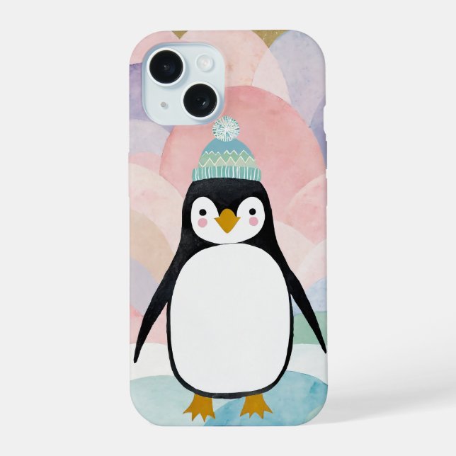 Pastel-Pinguin-Gipfel iPhone 15 Hülle (Rückseite)