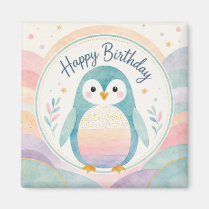 Pastel-Pinguin-Regenbogen-Geburtstagsfeier Magnet
