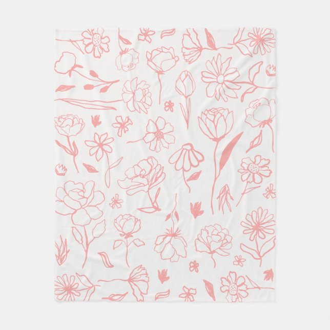 Pastel Pink, Abstrakt florale, botanische Farbe Ar Fleecedecke (Vorderseite)