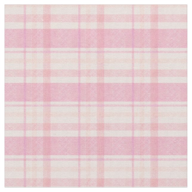 Pastel Pink and Orange Plaid Stoff (Nahaufnahme)