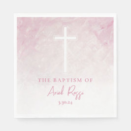 Pastel Pink Aquarelltaufe Napkins Serviette
