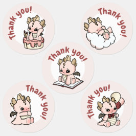 Pastel Pink Baby Dragon Danke Etiketten