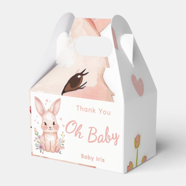 Pastel Pink Baby Shower Treat Box Cute Bunny Party Geschenkschachtel (Vorderseite)