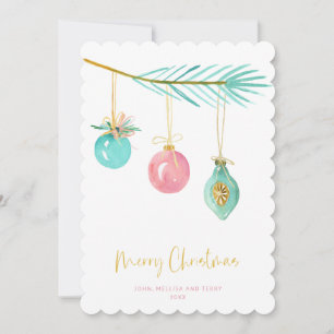 Pastel Pink Bauernhof Karo Weihnachtsschmuck Feiertagskarte