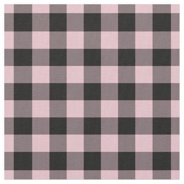 Pastel Pink & Black Plaid Gingham Stoff (Nahaufnahme)