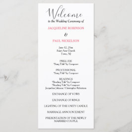 Pastel Pink Black Wedding Program Programm