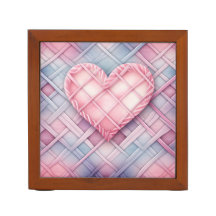 PASTEL PINK & BLAU KARIERT HERZPATTER