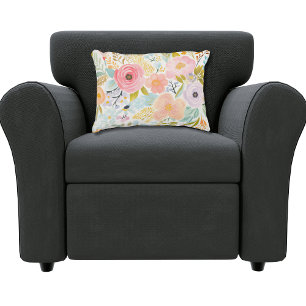 Pastel Pink Blau Wasserfarbe Floral Botanisch Dekokissen