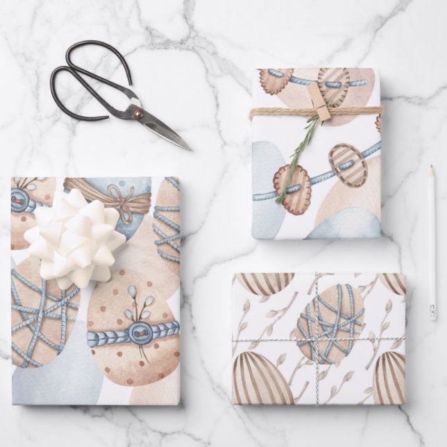 PASTEL PINK & BLAUE EASTER GESCHENKPAPIER SET (Vorderseite)