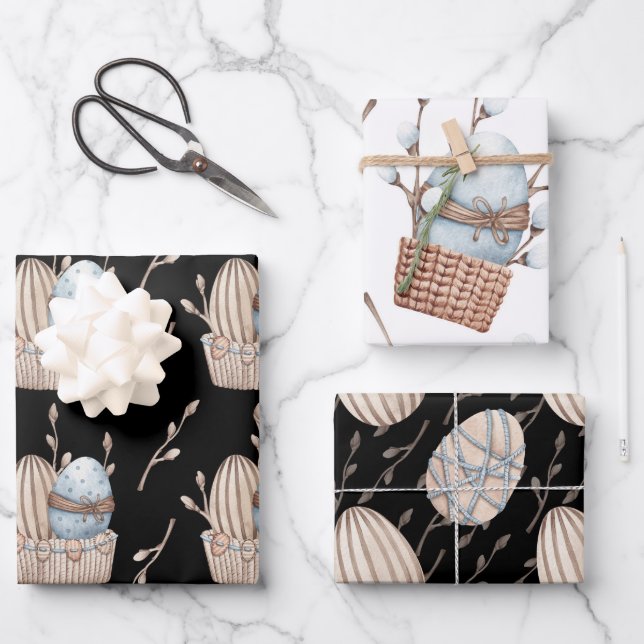 PASTEL PINK & BLAUE EASTER GESCHENKPAPIER SET (Vorderseite)