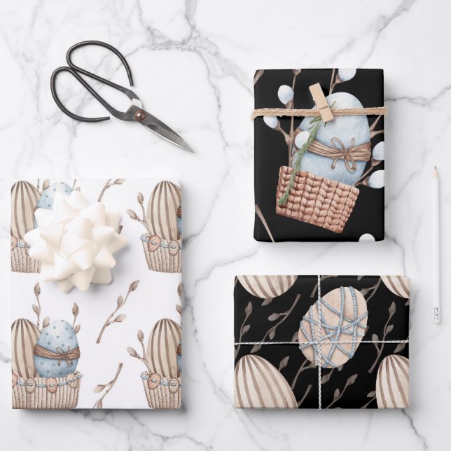 PASTEL PINK & BLAUE EASTER GESCHENKPAPIER SET (Vorderseite)