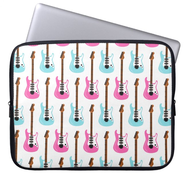 PASTEL PINK & BLAUE ELEKTRISCHE GITAREN LAPTOPSCHUTZHÜLLE (Vorderseite)