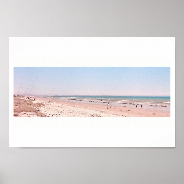 Pastel Pink Blue Beach Ocean Walking Poster (Vorne)