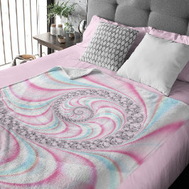 Pastel Pink Blue Candy Cane Spiral Fleecedecke