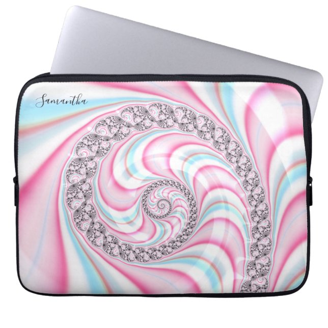 Pastel Pink Blue Candy Cane Spiral Laptopschutzhülle (Vorderseite)