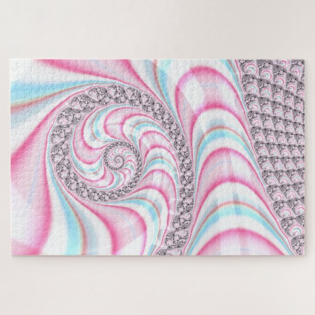 Pastel Pink Blue Candy Cane Spiral Puzzle (Horizontal)