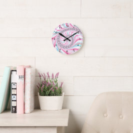 Pastel Pink Blue Candy Cane Spiral Runde Wanduhr