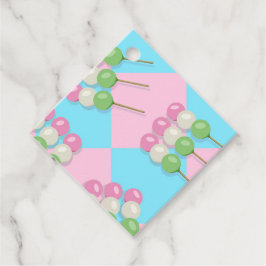 Pastel Pink Blue Checkered Dango Gefälligkeitstags Geschenkanhänger