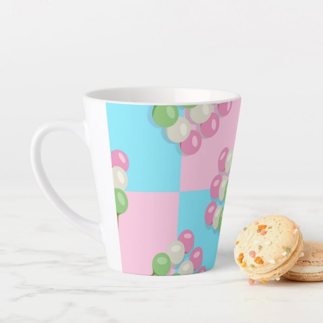 Pastel Pink Blue Checkered Dango Latte Tasse (Beispiel)