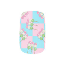 Pastel Pink Blue Checkered Dango Nail Art Decals