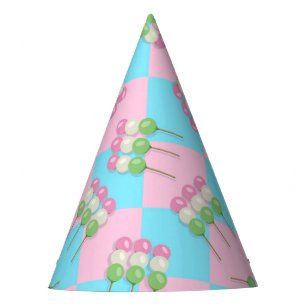 Pastel Pink Blue Checkered Dango Party Hat Partyhütchen