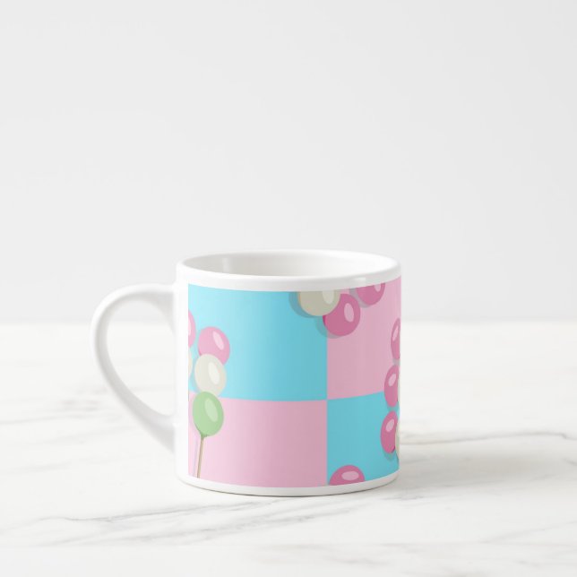 Pastel Pink Blue Checkered Dango Spezialität Tasse (Links)