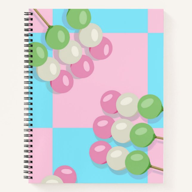 Pastel Pink Blue Checkered Dango Spiral Notebook Notizbuch (Vorderseite)