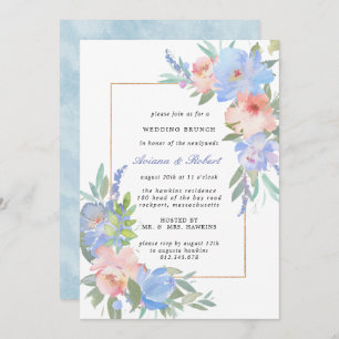 Pastel Pink Blue Floral Wedding Brunch Einladung