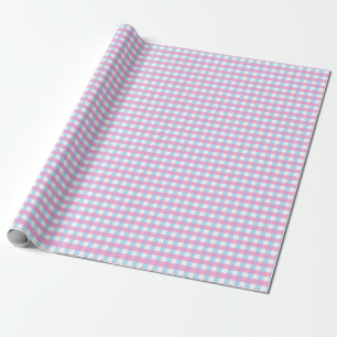 Pastel Pink Blue Gingham Kariert Geschenkpapier