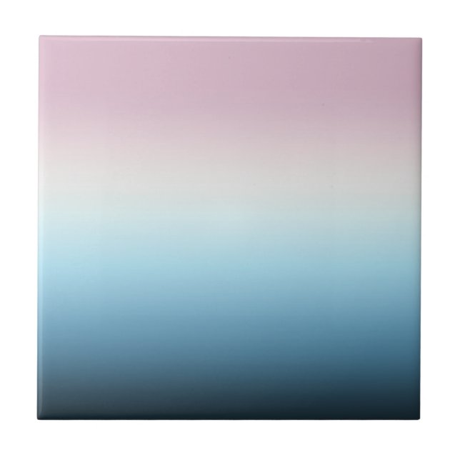 Pastel Pink & Blue Gradient Indigo Rose Ombre Fliese (Vorderseite)