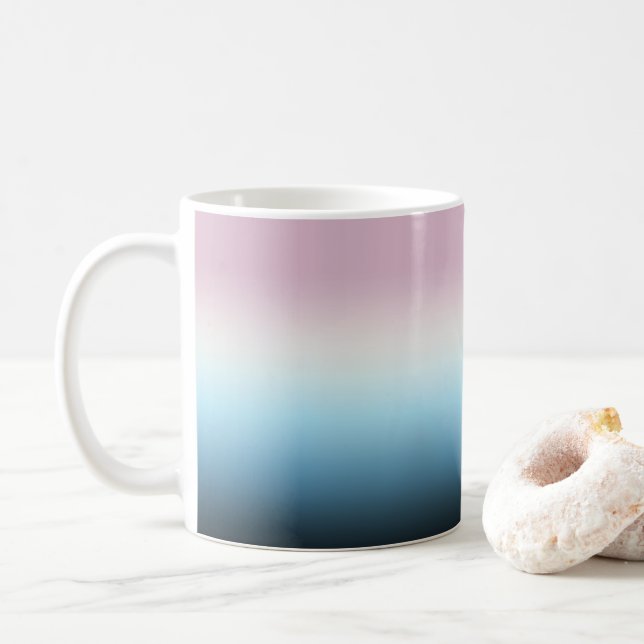 Pastel Pink & Blue Gradient Indigo Rose Ombre Kaffeetasse (Mit Donut)