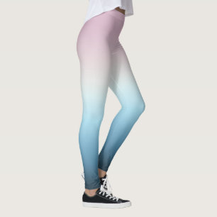 Pastel Pink & Blue Gradient Indigo Rose Ombre Leggings