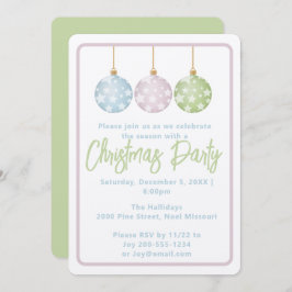 Pastel Pink Blue & Green Ornaments Christmas Party Einladung