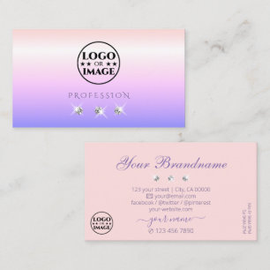 Pastel Pink Blue Ombre Sparkling Diamonds Logo hin Visitenkarte
