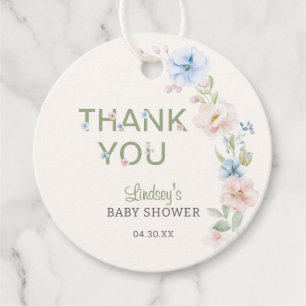 Pastel Pink Blue Spring Baby in Bloom Baby Dusche Geschenkanhänger