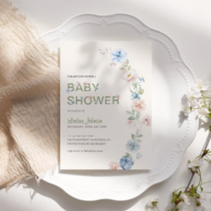 Pastel Pink Blue Spring Floral Baby Dusche Einladung