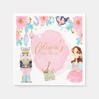 Pastel Pink Blue Vintag Nutcracker Babydusche Serviette