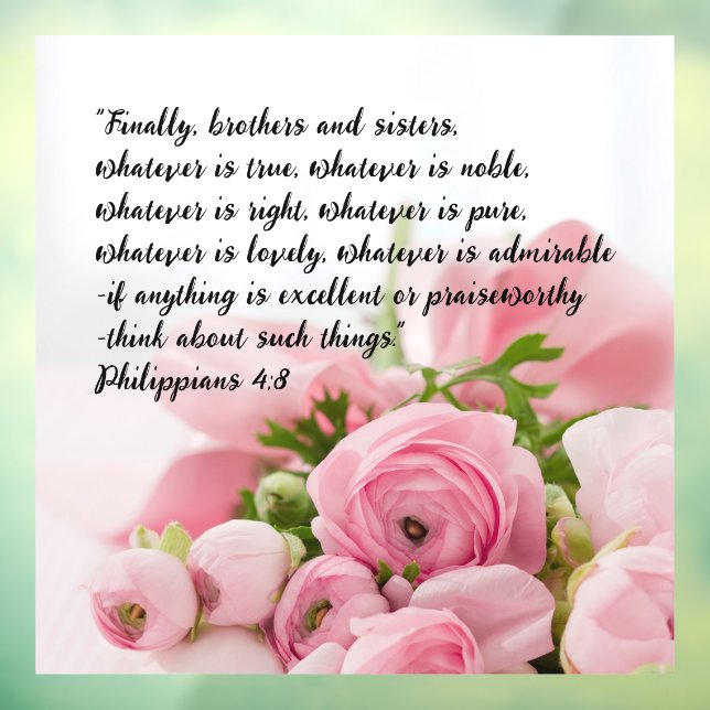 Pastel Pink Blume Bibel Verse Fensteraufkleber (Blatt 3)