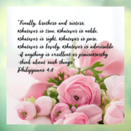 Pastel Pink Blume Bibel Verse Fensteraufkleber