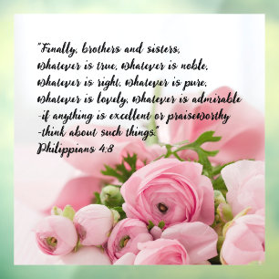 Pastel Pink Blume Bibel Verse Fensteraufkleber
