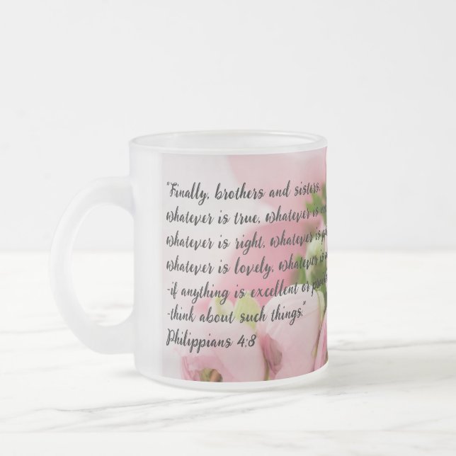 Pastel Pink Blume Bibel Verse Mattglastasse (Links)