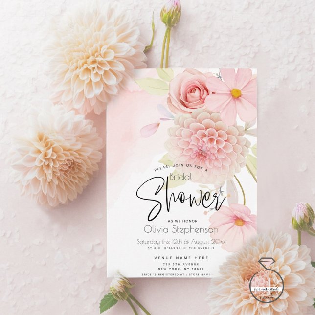 Pastel Pink Blumendusche Einladung (Von Creator hochgeladen)