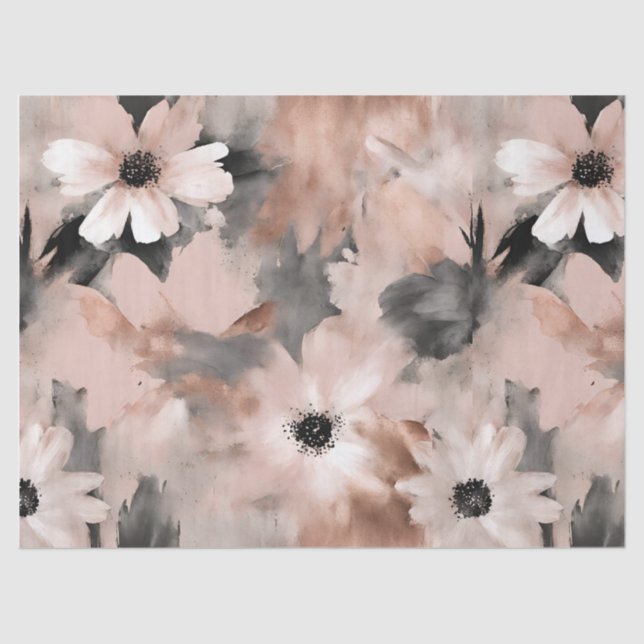 Pastel Pink Blush Daisy Floral Seidenpapier (Vorderseite)