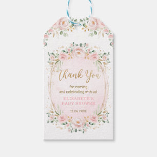 Pastel Pink Blush Gold Garden Rose Baby Girl Geschenkanhänger