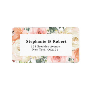 Pastel Pink Blush Rose Botanische Hochzeit mit flo Adressaufkleber